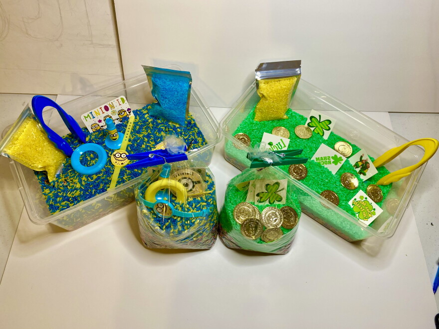 Alissa Teo uses left over rice from her art to create sensory bins for local children.
