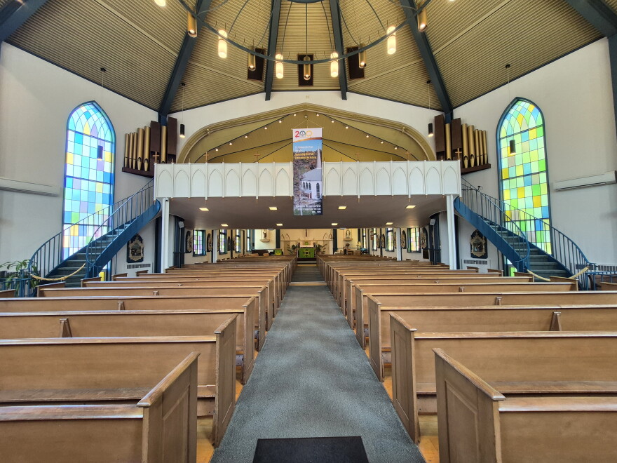 The inside of St. Vincent de Paul church
