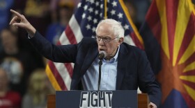 Sen. Bernie Sanders, I-Vt., speaks during a "Fighting Oligarchy" tour event at Arizona State University, Thursday, March 20, 2025, in Tempe, Ariz.