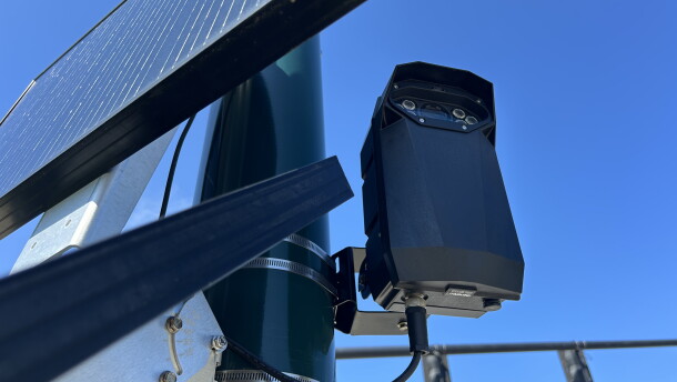 A Flock camera monitors traffic north of Columbus, Ohio.
