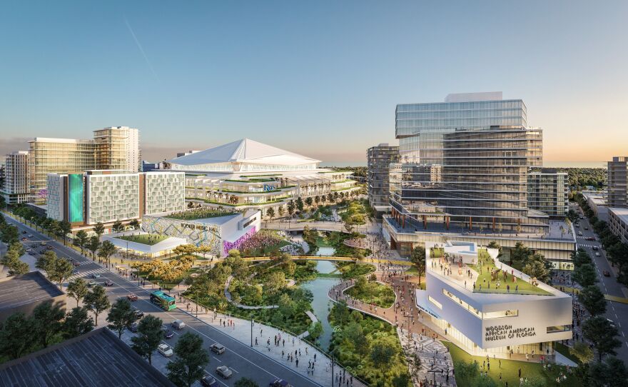 Renderings show the Hines and Tampa Bay Rays proposal to redevelop the Historic Gas Plant District in St. Petersburg and Tropicana Field.