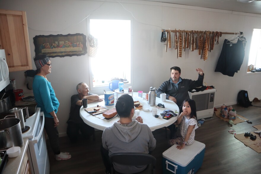 The Carl family sits down with inspector Emmett Leffel to talk about some of the things he found after inspecting their new home in Mertarvik. They live in a house designed and built by LeMay Engineering and Consulting.