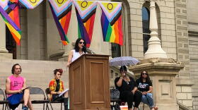 Michigan Attorney General Dana Nessel speaks at the Michigan state Capitol in Lansing during a Pride event in 2022.