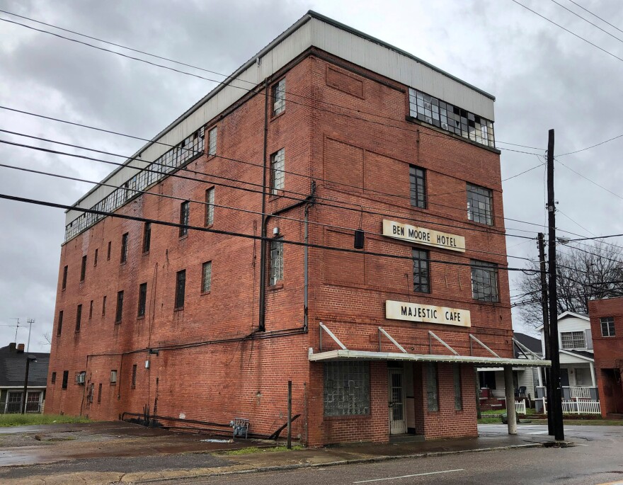 FILE - The closed Ben Moore Hotel, is photographed Feb. 12, 2019, in Montgomery, Ala. (AP Photo/Jay Reeves, File)