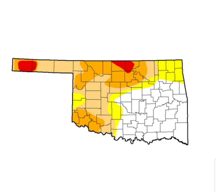 The U.S. Drought Monitor for May 12 shows improvements for Oklahoma, which has no regions under "exceptional," the most intense, drought conditions.