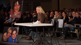 FILE, 2013: In the month following the death of her son Jesse in the Sandy Hook Elementary School shooting, Scarlett Lewis appeared before Connecticut state politicians and members of the community during a Bipartisan Task Force on Gun Violence Prevention and Children's Safety in Newtown, Connecticut.
