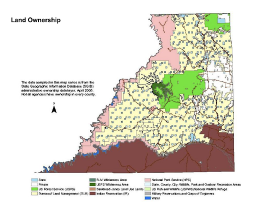 Map showing land ownership in San Juan County. 