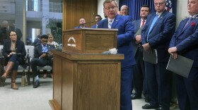 North Carolina House Speaker Tim Moore, R-Cleveland, answers a reporter's questions at the Legislative Building in Raleigh, N.C., on Wednesday, March 29, 2023. Moore and other House Republicans held a news conference to unveil their proposed two-year state government budget proposal (AP Photo/Gary D. Robertson)