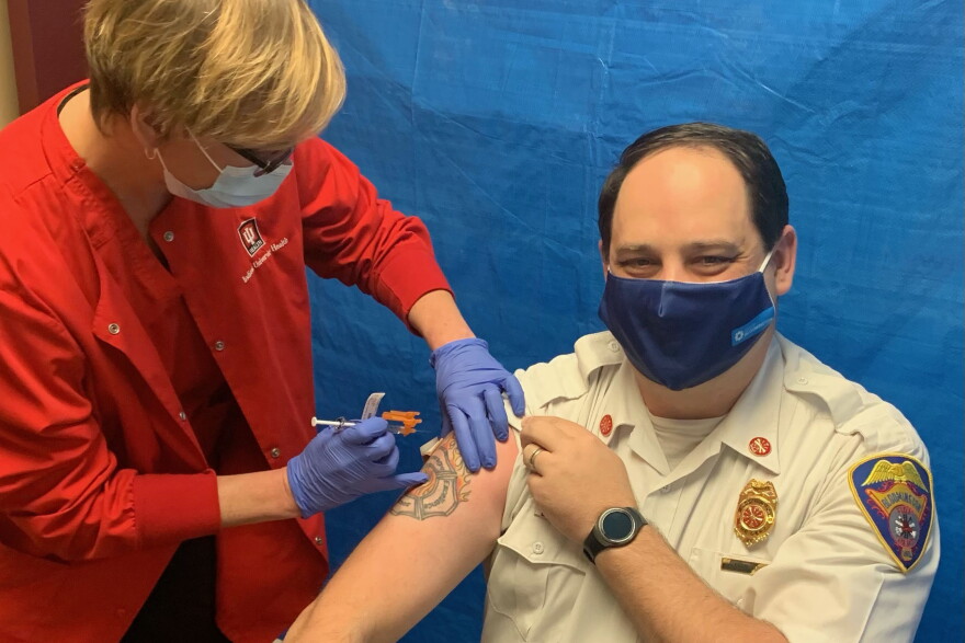 Fire Chief Jason Moore received the Pfizer vaccine Wednesday morning.