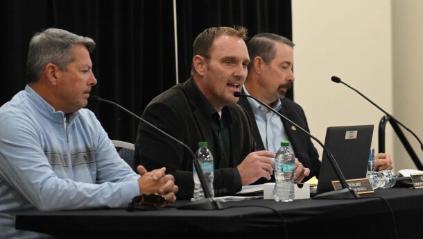 Okaloosa County Parks Director Jeff Peters, Okaloosa County Commissioner Drew Palmer, and Okaloosa County Deputy County Administrator Craig Coffey.