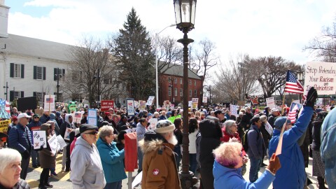 "No Kings" rally in Springfield, MA. on March 28, 2026. Umar Vorona/NEPM