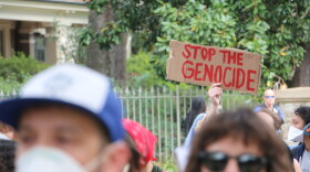 A pro-Palestinian march makes its way along St. Charles Avenue in New Orleans on November 9, 2023.