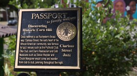A plaque at the corner of Troup Street and Clarissa Street marks where the Pythodd Club once stood in Corn Hill. The area was know for many jazz venues in the African American community.