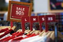 Sale sign displays at a retail store in Chicago, Monday, June 10, 2024. (Nam Y. Huh/AP)