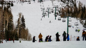 Visitors take to the slopes at Brian Head Resort in southwest Utah, March 22, 2024.