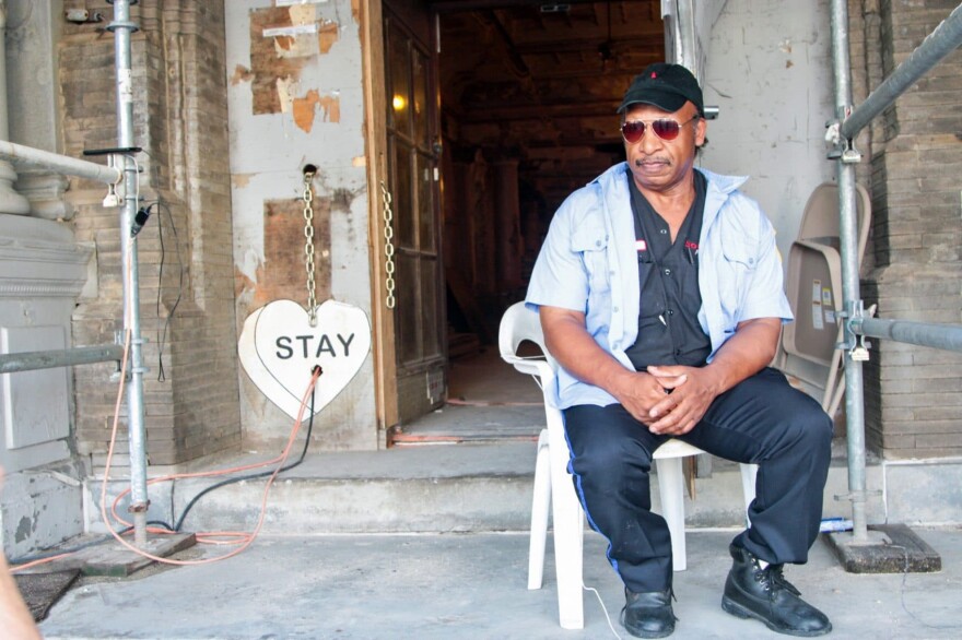 Because of the Lorraine's popularity, a guard is kept on duty while construction continues. (Dean Russell/Here & Now)