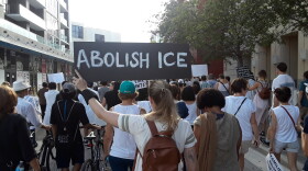 Protestors rally against ICE in Miami.