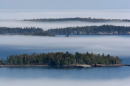 A wide shot of the Susie Islands. One of the islands, Francis Island, was recently returned to the Grand Portage Band of Lake Superior Chippewa, in an acquisition financed by a $1.2 million grant from the Duluth-based Lloyd K. Johnson Foundation.