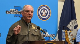 Gov. John Bel Edwards briefs the media on preparations for Hurricane Laura, Aug. 25, 2020.