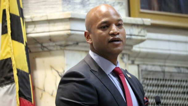 Maryland Gov.-elect Wes Moore talks to state lawmakers in the Maryland House of Delegates while introducing Attorney General Anthony Brown, after the new attorney general was sworn-in on Tuesday, Jan. 3, 2023 in Annapolis, Md. (AP Photo/Brian Witte)