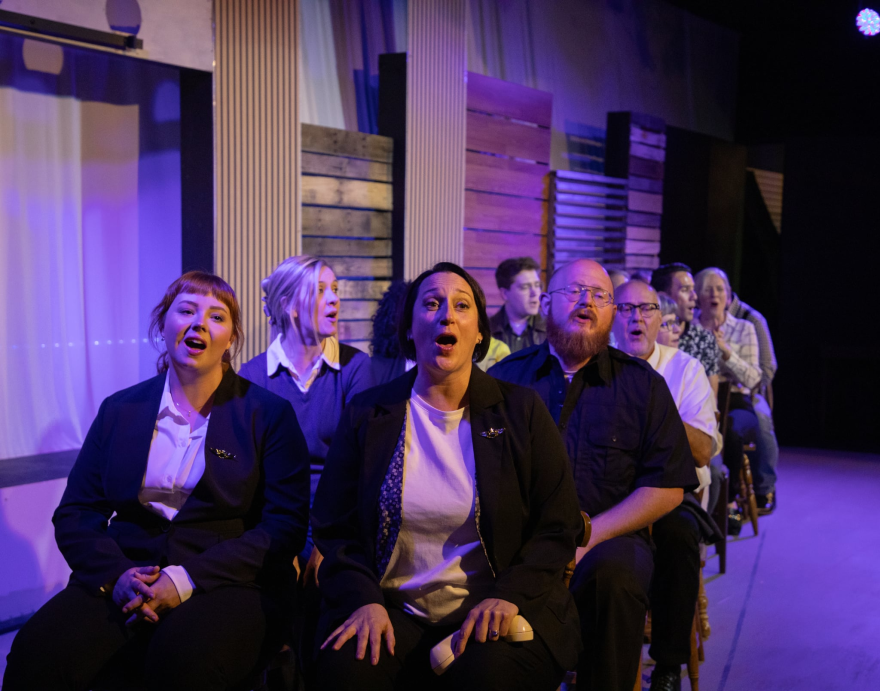 A scene from the current production of the Sept. 11-related musical, "Come From Away," running at Moline's Black Box Theatre, through Sept. 12.
