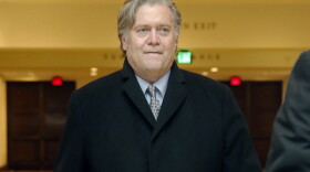 Former White House strategist Steve Bannon leaves a House Intelligence Committee meeting where he was interviewed behind closed doors on Capitol Hill, Tuesday, Jan. 16, 2018, in Washington. (AP Photo/Jacquelyn Martin)