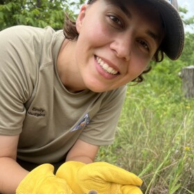 Biology graduate student and winner of the Fulbright Award, Emily Hudgins, is working in her field.