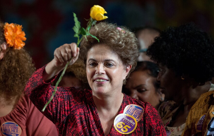 Brazil's former president, Dilma Rousseff, attends a political rally in Rio de Janeiro on Sept. 21. Rousseff, who was jailed for three years in the 1970s as a member of a guerrilla group, was twice elected president in Brazil. She was impeached last month.