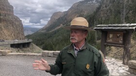 Yellowstone National Park Landscape Architect Dan Rhodes explains the expected work on Grand Loop Road near Golden Gate