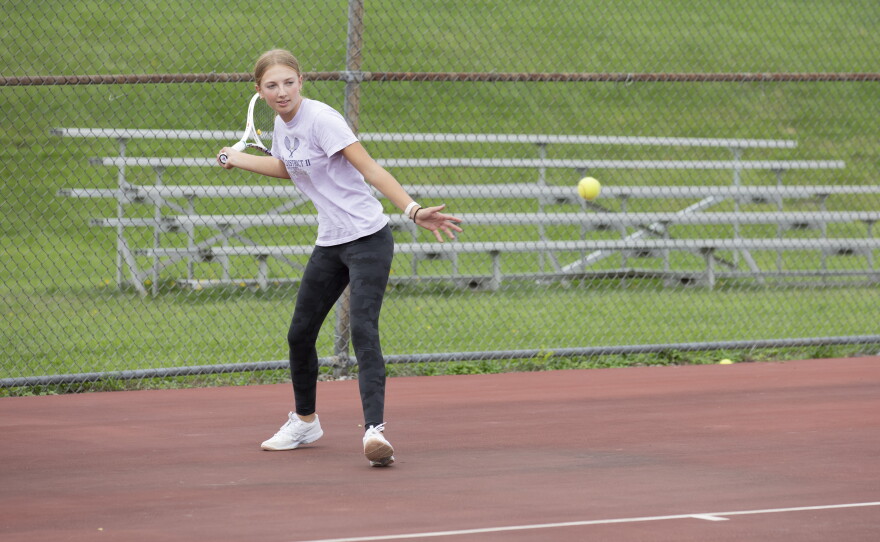 Anna Evans, a sophomore, practices after school.