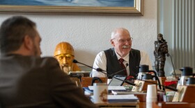 Sen. Bert Stedman smiles before a Senate Finance Committee meeting on April 14, 2026.