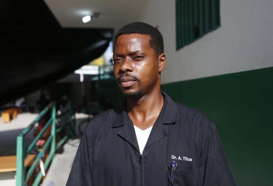 Dr. Antoine Titus, poses for a photo at the Hospital Immaculée Conception where he was made chief physician the day of the 7.2 magnitude earthquake.