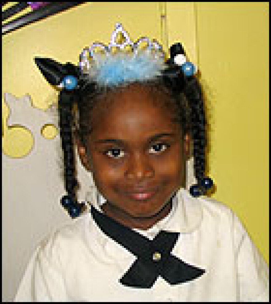 The 2004 St. Philip's School Kids Cafe Mardi Gras Queen, 5-year-old Richae Smith.