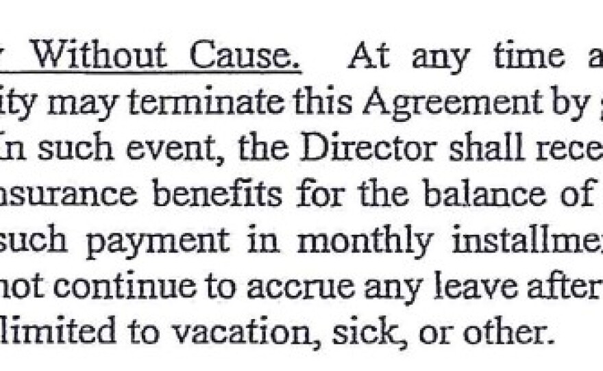 Chancellor Austin Lane's termination letter to former Athletic Director Liz Jarnigan points to this clause in her contract, indicating she would be paid for the remainder of the agreement.