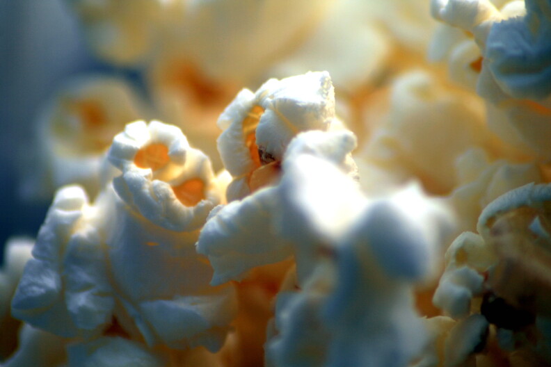 An up-close shot of popcorn.