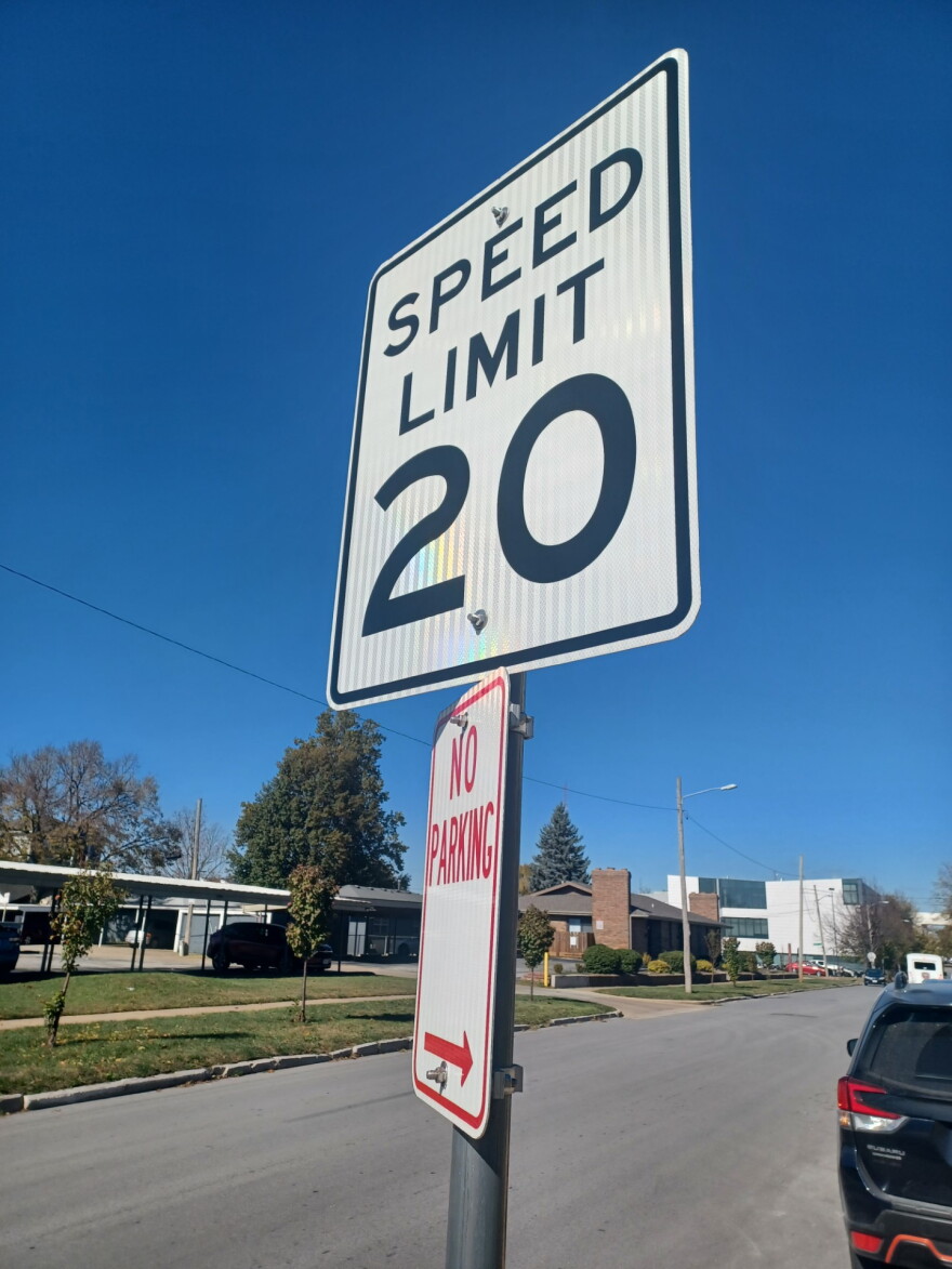  A speed limit sign near Missouri State University (photo taken October 30, 2023)