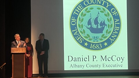 Albany County Executive Dan McCoy unveiled the video at the University at Albany Thursday.