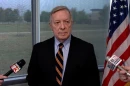 U.S. Sen. Dick Durbin speaks to reporters following an event at the Illinois Air National Guard base in Springfield on Wednesday, Sept. 24, 2025.