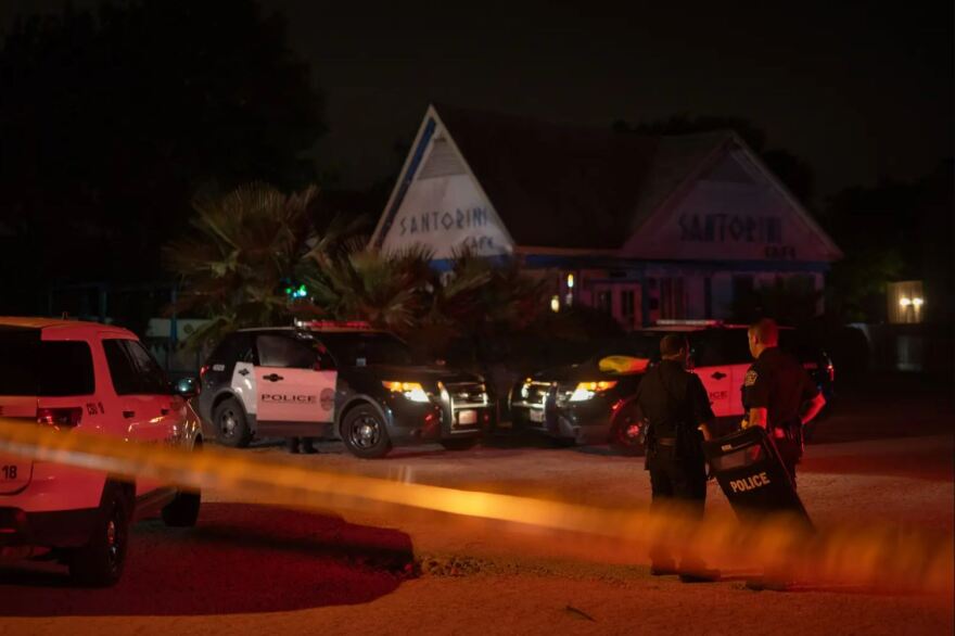 Austin police respond to a homicide in North Austin in the early hours on June 28, 2019. Police reported that officers heard gunshots, then found a crashed vehicle.