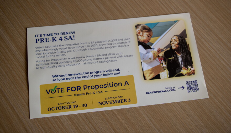 A mailer from the Renew Pre-K 4 SA campaign