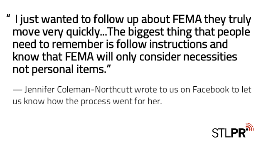 positive Facebook comment for FEMA flood aid process