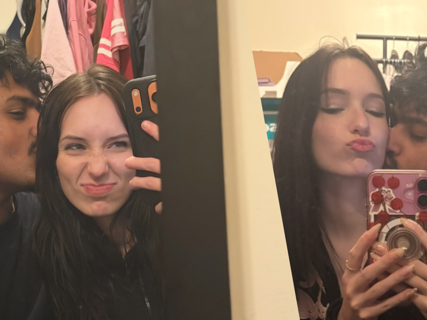 Rocky and Moriah Morgan pose for selfies in their Twin Mountain home