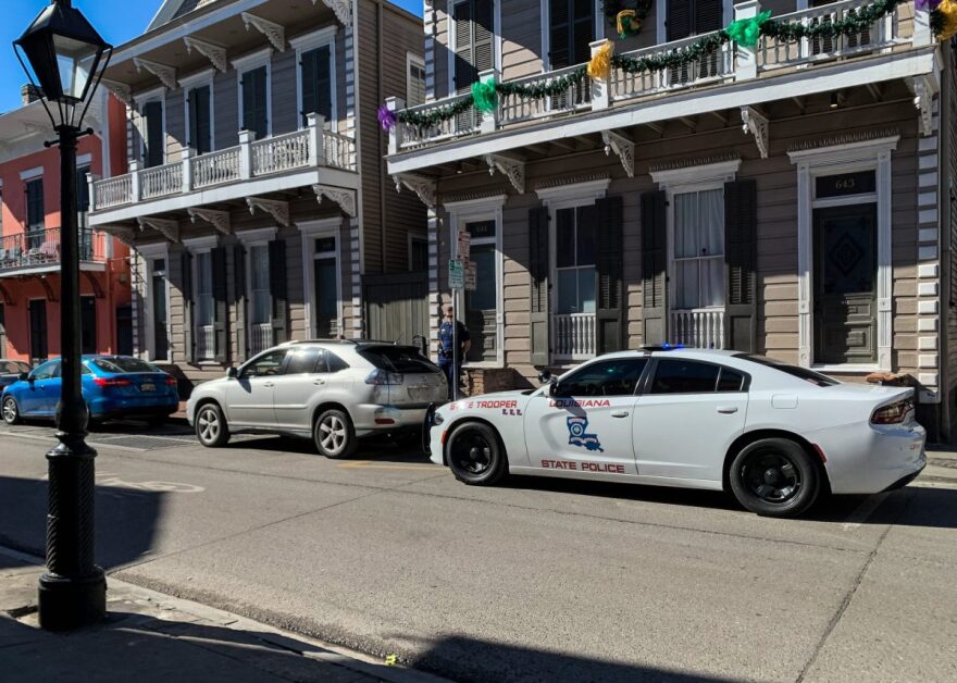 A Louisiana State Police vehicle in the French Quarter in January 2020. 