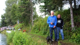 Craig and Virginia Curry stand on their restored riverbank on Wednesday, Aug. 5, 2026 near Soldotna, Alaska.