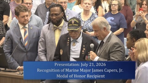 U.S. Marine Corps Maj. James Capers, Jr. was recognized by the Wilmington City Council's July 21 meeting, after receiving the Congressional Medal of Honor on June 18, 2026, for exhibiting bravery and dedication while serving in the military for over 20 years.