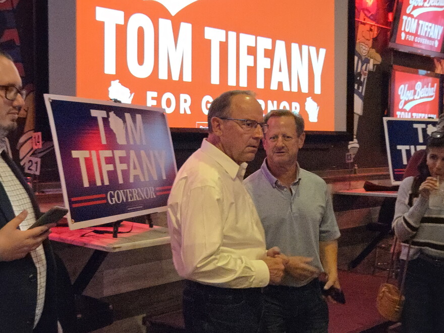 Congressman Tom Tiffany addressed a crowd and answered questions at Kelly's Bleachers in Milwaukee.