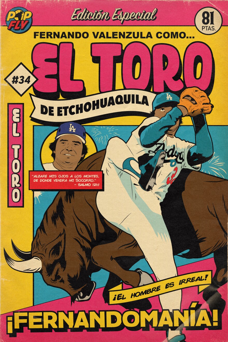 A work honoring legendary Dodger pitcher Fernando Valenzuela by Ventura artist Daniel Horine.