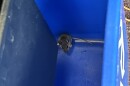 A mouse trapped in a Franklin Hall trash can.