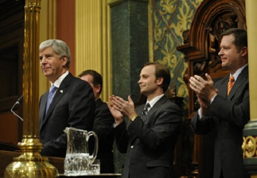 Governor Snyder delivering his first State of the State address last year.