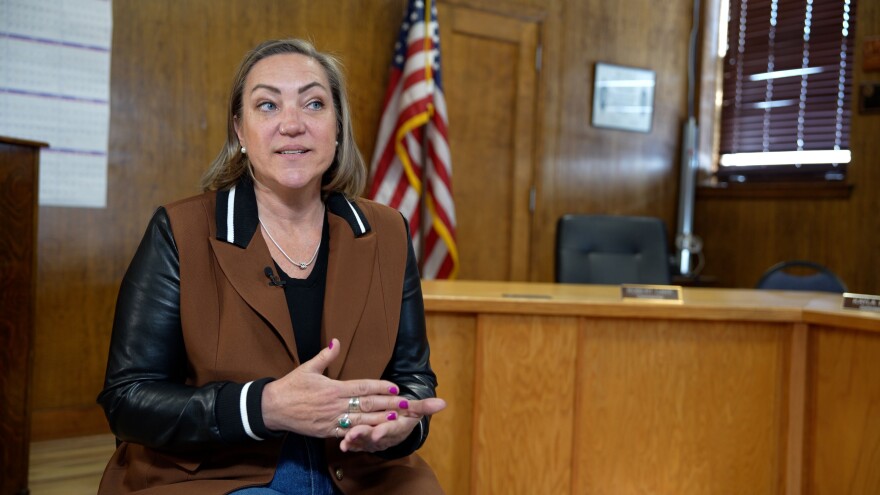 Emma Garvin is the executive director of the Lead-Deadwood Economic Development Corporation. She explained area housing challenges during an interview with SDPB on March 7, 2025, in Lead, S.D. (Photo Credit: Delainey LaHood-Burns / SDPB)